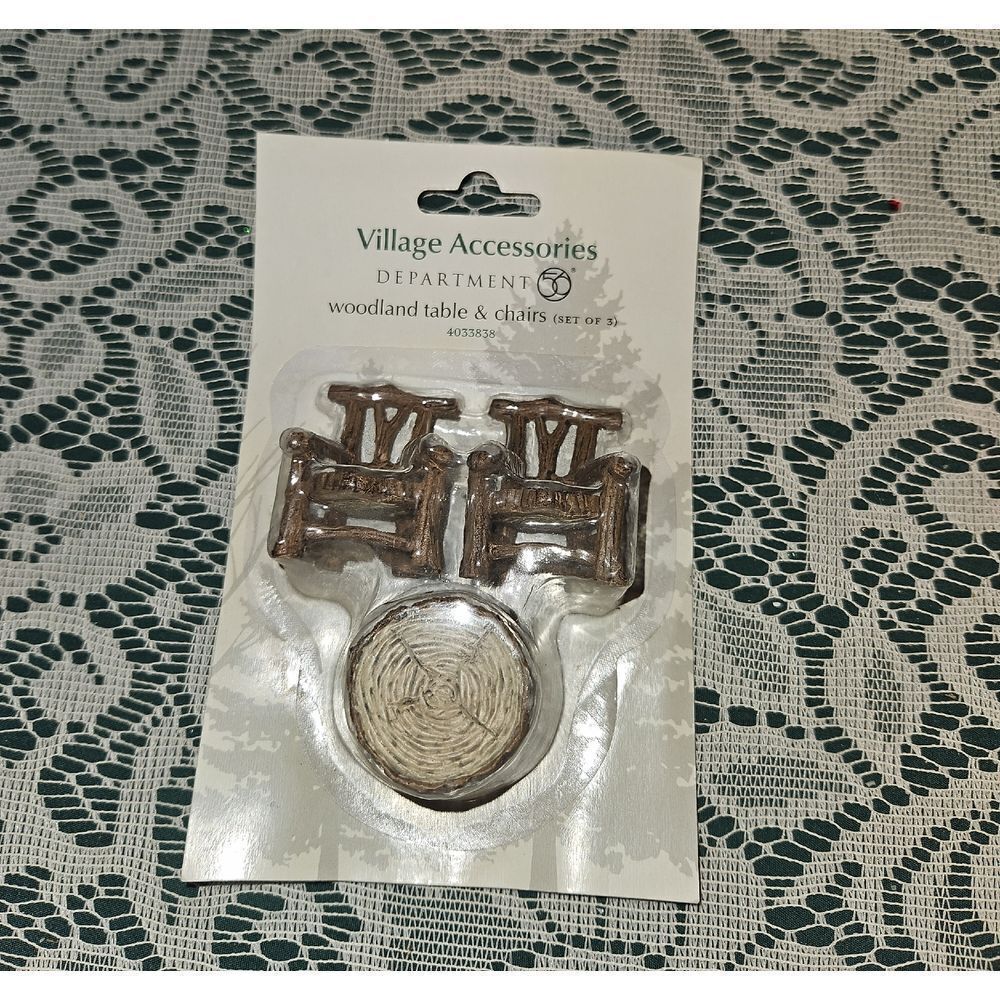 Department 56 Woodland Table & Chairs Resin Village Accessories Set